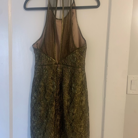 Olive green gold lace cocktail dress in size 4 - Picture 3 of 4